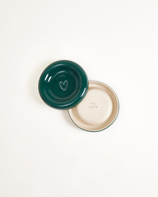 Seia Tasse klein & Untertasse klein Herz dunkelgrün sand