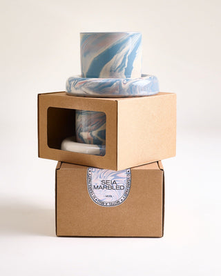 Seia Cup & Saucer, Marbled Blue and White