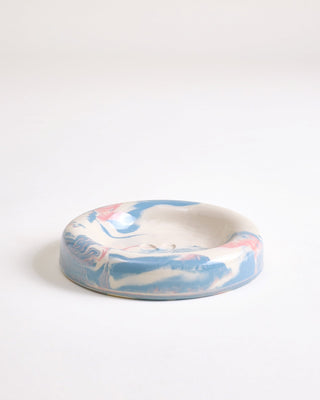 Seia Cup & Saucer, Marbled Blue and White