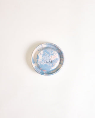 Seia Cup & Saucer, Marbled Blue and White