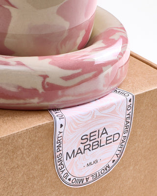 Seia Becher & Untertasse marbled rosa weiß