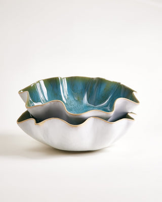 Areia - Large Serving bowl shell aqua