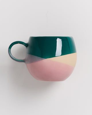 Bica Tasse groß dunkelgrün pink cream