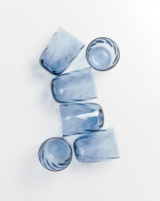Calma Glas groß swirl blau