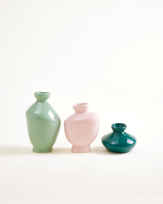 Mino Vase S 3er-Set dunkelgrün lila salbei