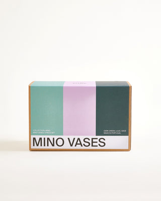 Mino Vase S 3er-Set dunkelgrün lila salbei
