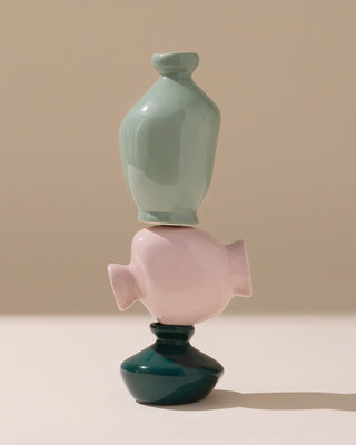 Mino Vase S 3er-Set dunkelgrün lila salbei