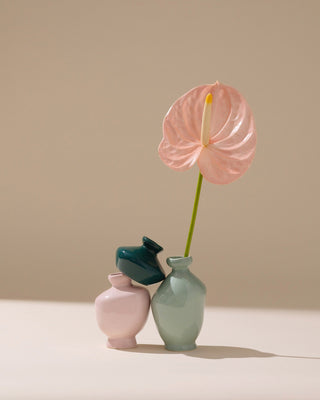Mino Vase S 3er-Set dunkelgrün lila salbei