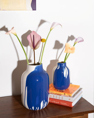 Nuno Vase L drip sand blau