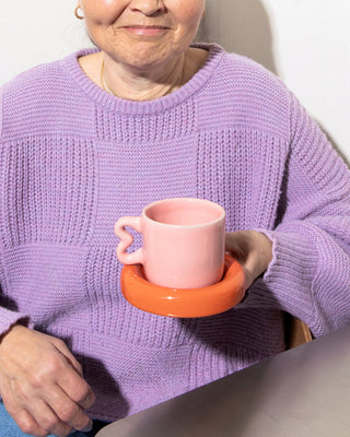 Seia Tasse klein & Untertasse klein Herz orange rosa