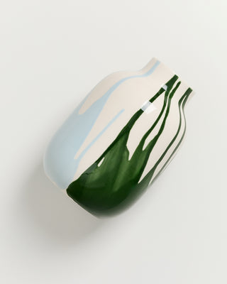 Nuno Vase M drip dunkelgrün hellblau