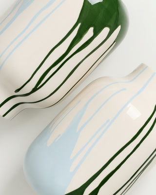 Nuno - Vase L drip dark green light blue