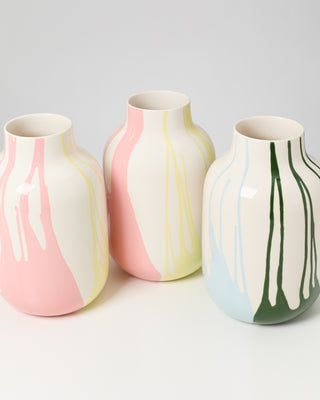 Nuno Vase L drip gelb rosa