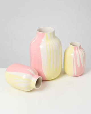 Nuno Vase L drip gelb rosa