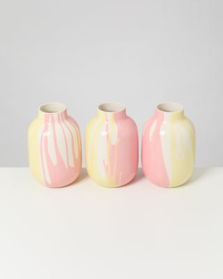 Nuno Vase M drip gelb rosa