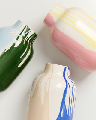 Nuno - Vase L drip dark green light blue