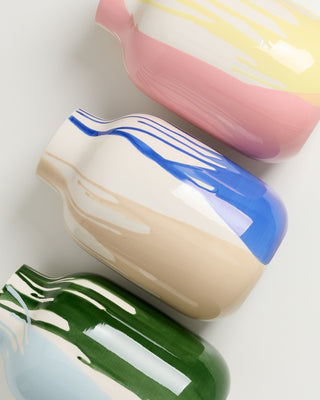 Nuno - Vase L drip dark green light blue