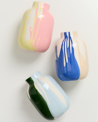 Nuno Vase M drip dunkelgrün hellblau