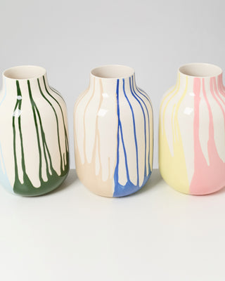Nuno - Vase L drip dark green light blue
