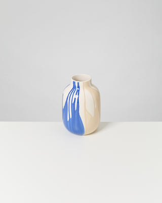 Nuno Vase M drip sand blau