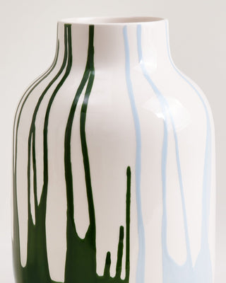 Nuno Vase L drip dunkelgrün hellblau