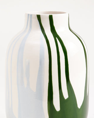 Nuno Vase M drip dunkelgrün hellblau