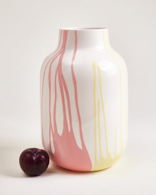 Nuno Vase L drip gelb rosa