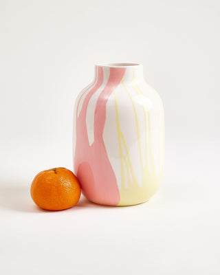 Nuno Vase M drip gelb rosa