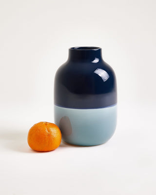 Nuno Vase M dunkelblau graublau