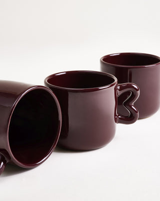 Seia Mug & Saucer Heart Burgundy