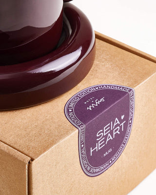 Seia Mug & Saucer Heart Burgundy