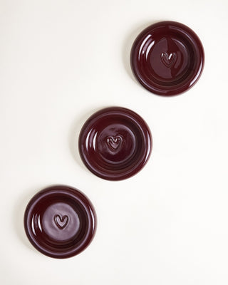 Seia Mug & Saucer Heart Burgundy