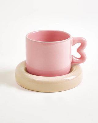 Seia Mug & Saucer Heart Pink Sand