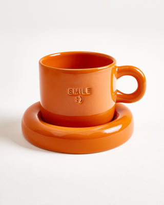 Seia Mug & Saucer Smile Orange