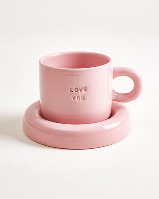 Seia Mug & Saucer Love Pink