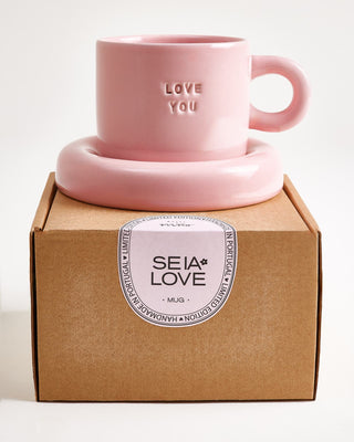 Seia Mug & Saucer Love Pink