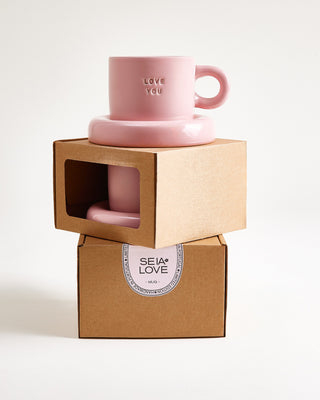 Seia Mug & Saucer Love Pink