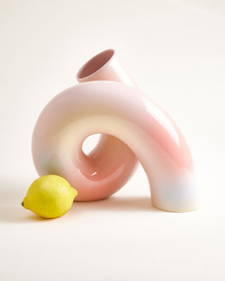 MaM x Ju Schnee Vase L rosa gelb blau